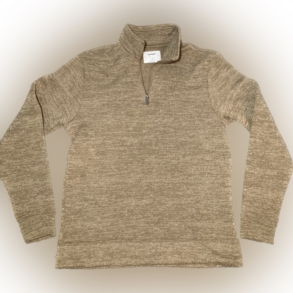 Old Navy Men’s Quarter Zip Fleece Pullover Sweater size Medium, Brown